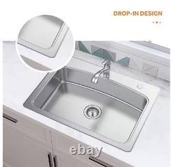 Glacier Bay 33 in. Kitchen Sink Drop-In 20 Gauge Stainless Steel Pull-Out Faucet