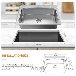 Glacier Bay 33 in. Kitchen Sink Drop-In 20 Gauge Stainless Steel Pull-Out Faucet