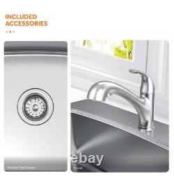 Glacier Bay 33 in. Kitchen Sink Drop-In 20 Gauge Stainless Steel Pull-Out Faucet