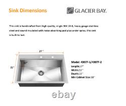 Glacier Bay All-in-One 18 Gauge Stainless 27 in Single Bowl Drop-In Kitchen Sink