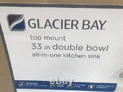 Glacier Bay All in-One 33 in. Drop-in/Undermount Double Bowl 18 Gauge Stainless