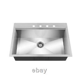 Glacier Bay All-in-One Drop-In 30 in 4-Hole Single Bowl Kitchen Workstation Sink