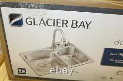 Glacier Bay Brushed Stainless Steel 18-Gauge All-In-One Double Bowl Kitchen Sink