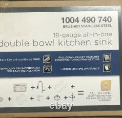Glacier Bay Brushed Stainless Steel 18-Gauge All-In-One Double Bowl Kitchen Sink
