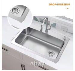 Glacier BayAll in-One 33 in. Drop-in/Undermount Single Bowl 18 Gauge Stainless