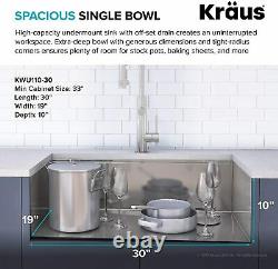 KRAUS KWU110-30 Kore Workstation 30-inch Undermount 16 Gauge One Bowl Stainless