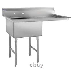 Kratos 49 16-Gauge Stainless Steel One Compartment Sink with Right Drainboard