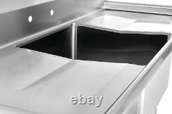 Kratos 71 16-Gauge Stainless Steel One Compartment Sink with 2 Drainboards