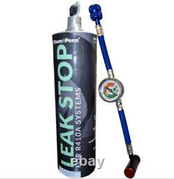 Leak Stop R410A Refrigerant 28.2oz Disposable One Step Can With Gauge & Hose