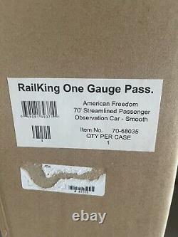 MTH 70-68035 One Gauge Streamlined Passenger Observation Car (Smooth) NEW IN BOX