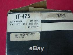 NOS Vintage Sun Tachometer IT-475 4000 RPM 12v One Piece In Original Box