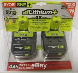 New Ryobi P122 P108 Lithium Battery 18V 18 Volt One+High Capacity 4Ah Fuel Gauge