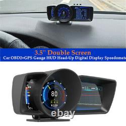 OBD2+GPS Car Head Up Display HUD Gauge Turbo Water & Oil Temp Speedometer Alarm