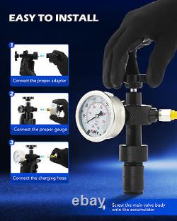 OMT 3 Gauge Hydraulic Nitrogen Accumulator Charging Kit Gas Charging System