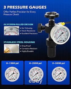 OMT Hydraulic Accumulator Nitrogen Charging Filling Kit with 3 Gauges 6 Adapters