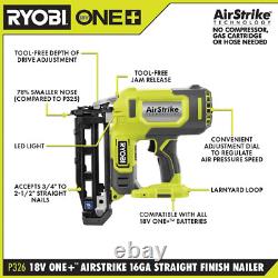 ONE+ 18V 16-Gauge Cordless Airstrike Finish Nailer with 1.5 Ah Battery and Charg