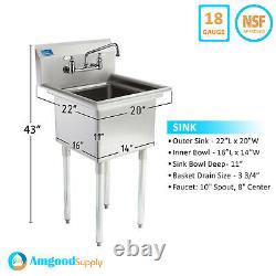 One Compartmnet Stainless Steel Sink Utility Commercial Laundry Kitchen