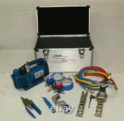 One New VACUUM PUMP, MANIFOLD GAUGE, RATCHED, PIPE CUTTER, PIPE EXPANDER VTB-5A