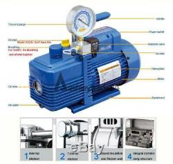 One Stage Vacuum Pump Rotary Vane with Gauge 4.3CFM 1/3HP Air Refrigeration 2Pa
