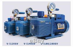 One Stage Vacuum Pump Rotary Vane with Gauge 4.3CFM 1/3HP Air Refrigeration 2Pa