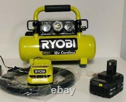 RYOBI 18-Volt ONE+ 1 Gal Portable Air Compressor, Charger 4.0 Ah Battery Hose