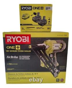 Ryobi ONE+ 18-Volt 15-Gauge AirStrike Cordless Angled Nailer W 2 Batt + Charger