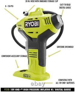 Ryobi P737D 18-Volt ONE+ Cordless High Pressure Inflator with Digital Gauge, 3.0