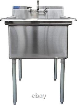 Stainless Steel One Compartment Mop Sink 30x29 Bowl Size 24x24 with Faucet