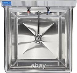 Stainless Steel One Compartment Mop Sink 30x29 Bowl Size 24x24 with Faucet