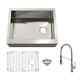 Zero Radius All-in-one Farmhouse Apron-front 16-gauge Stainless Steel 27 In Sink