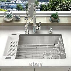 Zuhne Offset Drain Kitchen Sink 16 Gauge Stainless Steel Undermount or Drop-In