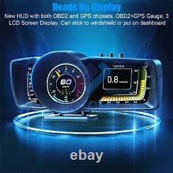 3.5'' Trois Écrans Obd2+gps Smart Car Speedomètre Hud Avec Instructions