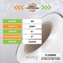 Film étirable rétractable de 80 microns de 5 po x 1000 pi avec 1 poignée par boîte