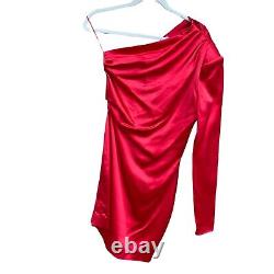 Gauge81 Femmes Des T.n.-o. Charras Une Épaule Mini Robe En Rouge Ardent Taille Moyenne
