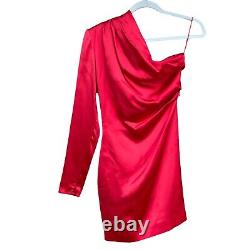 Robe mini à une épaule Gauge81 pour femme, neuve avec étiquette, couleur rouge flamboyant, taille moyenne.